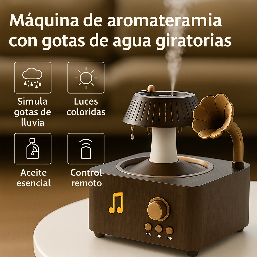 Humidificador Retro de Lluvia con Aromaterapia